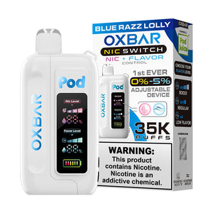 blue razz lolly pod juice oxbar nic switch