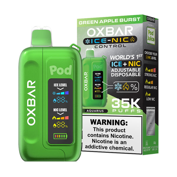 green apple burst pod juice x oxbar ice-nic control 35k