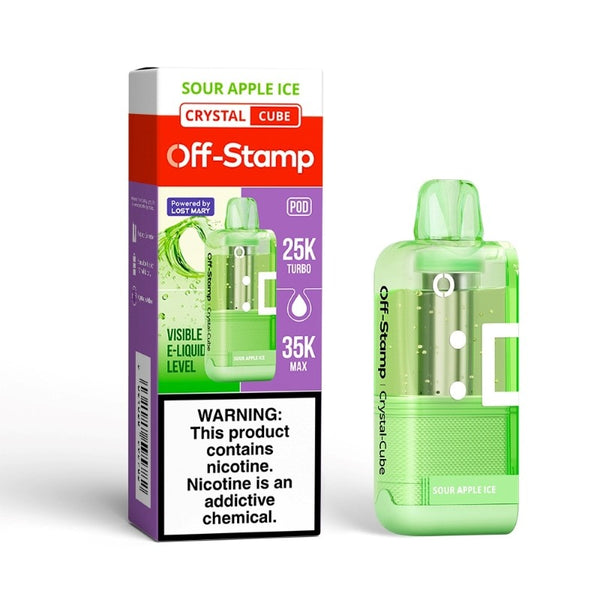 off-stamp x cube crystal cube 35k pod sour apple ice