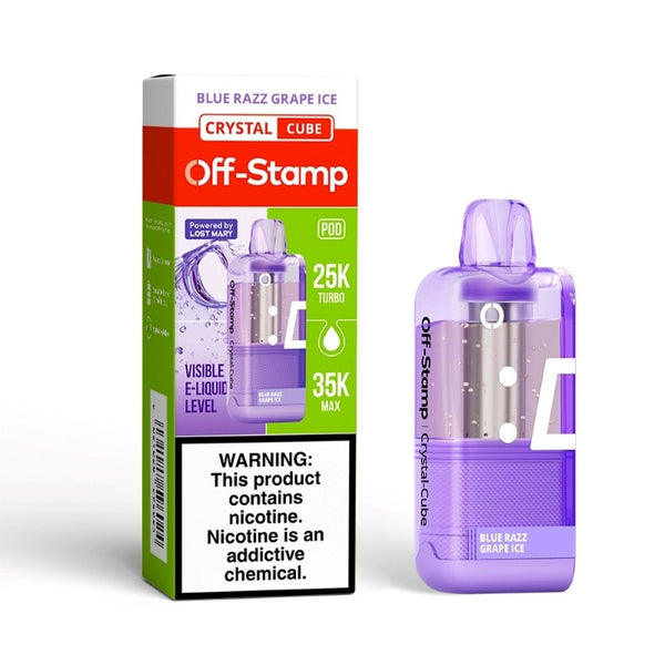 off-stamp x cube crystal cube 35k pod blue razz grape ice