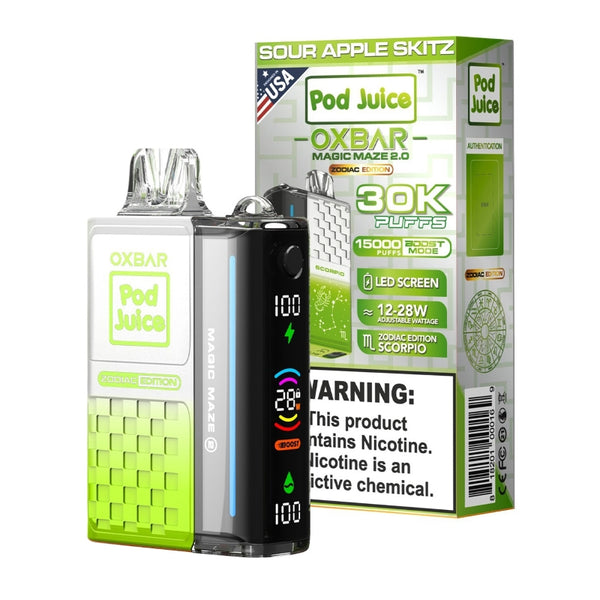 sour apple skitz oxbar magic maze 2 pod juice 30k