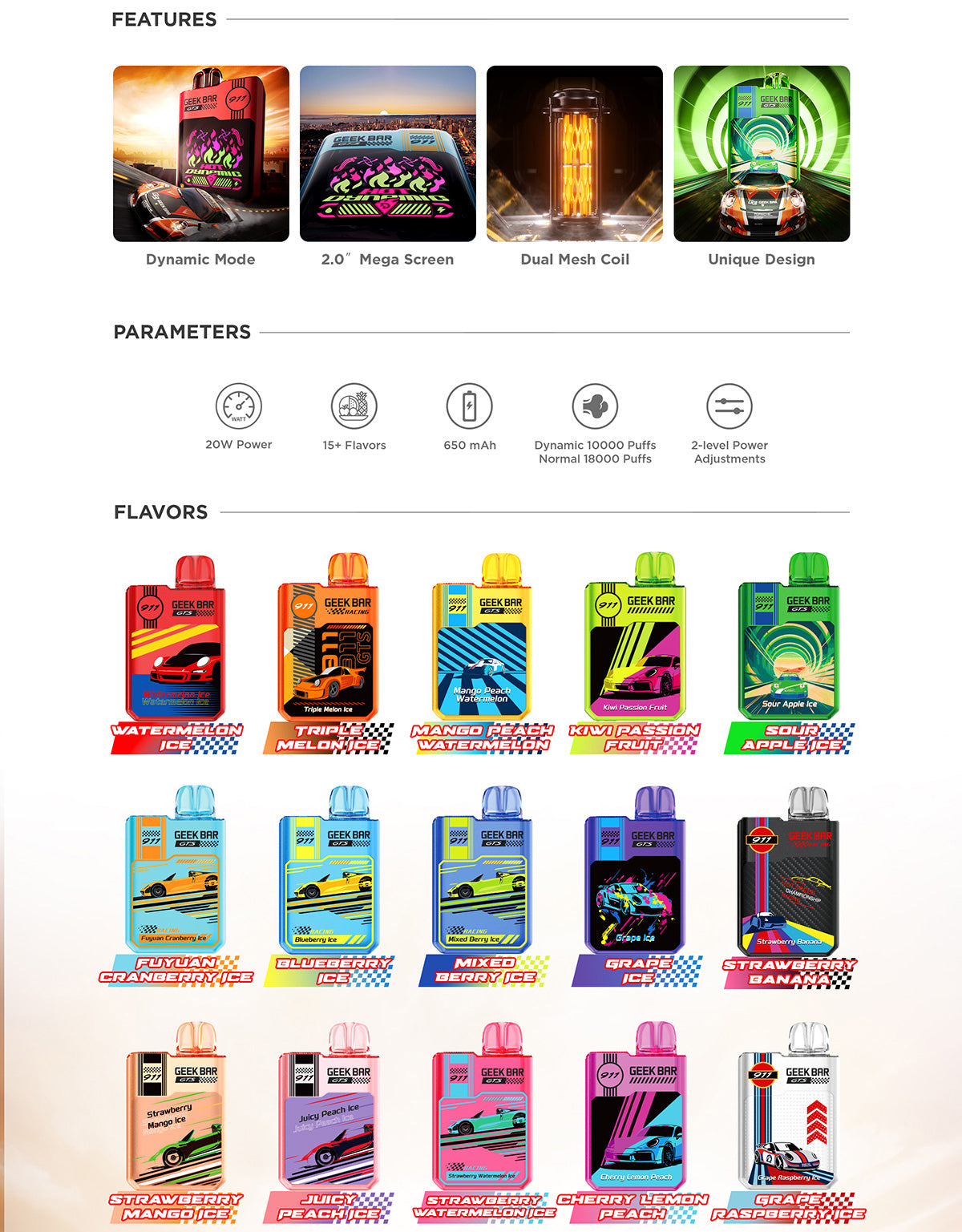 geek bar 911 gts 18000 disposable vape