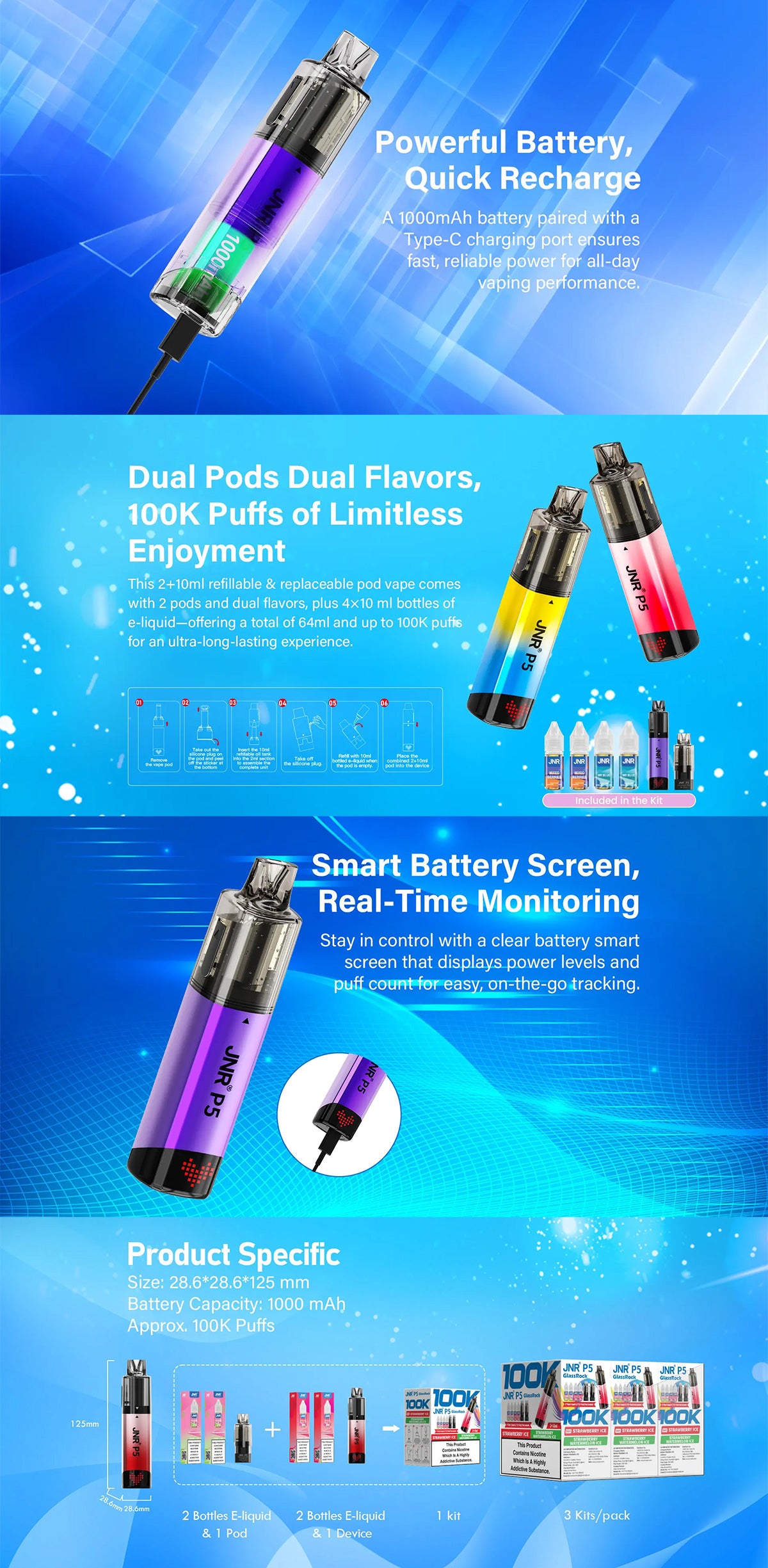 jnr p5 glassrock 100k vape