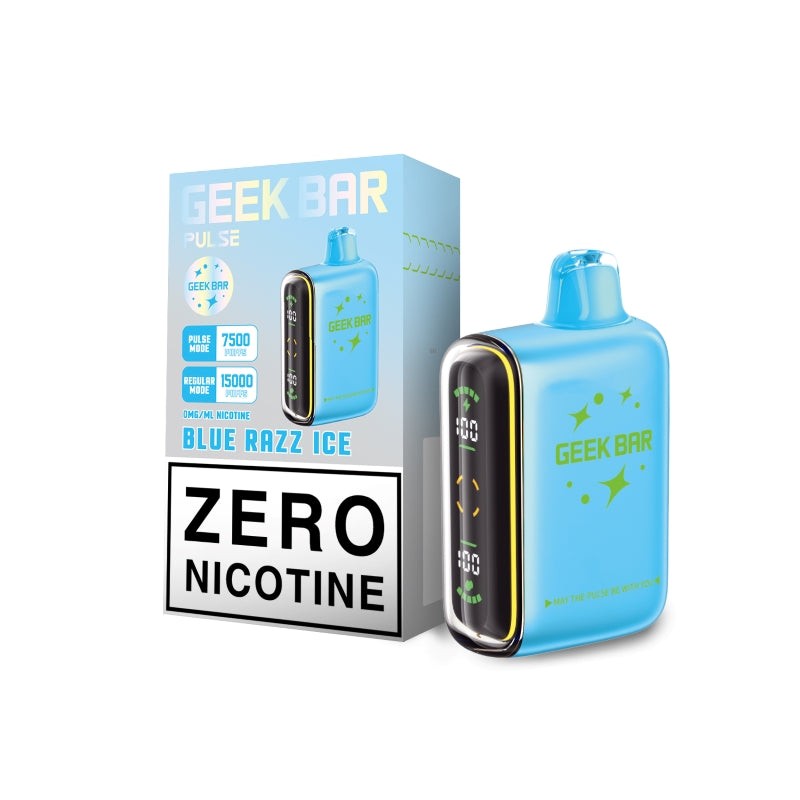 geek bar pulse 15000 zero nicotine blue razz ice