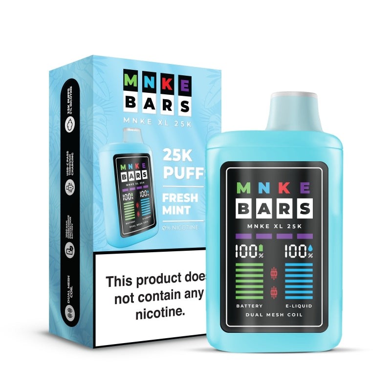 fresh mint mnke bars xl 25k nicotine free