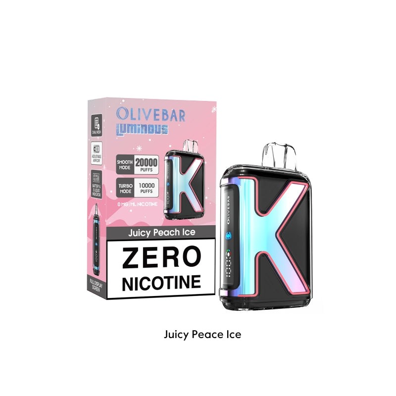 juicy peach ice olive bar luminous 20k nicotine free