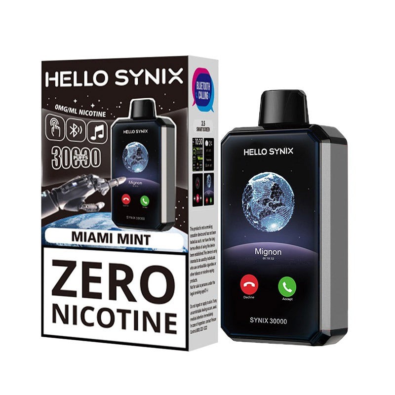 hello synix 30k zero nicotine miami mint