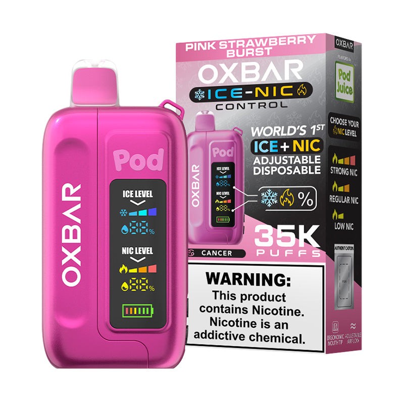 pink strawberry burst pod juice x oxbar ice-nic control 35k