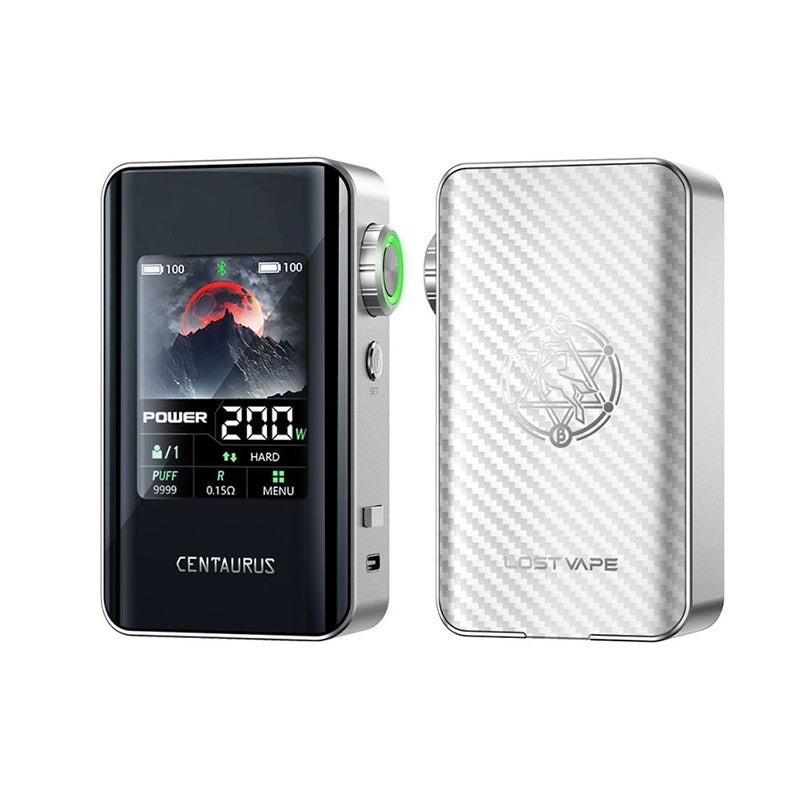 lost vape centaurus bt200 box mod silver carbon