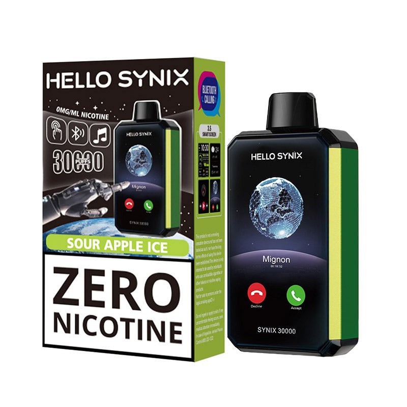 hello synix 30k zero nicotine sour apple ice