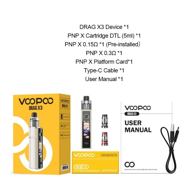 voopoo drag x3 kit package